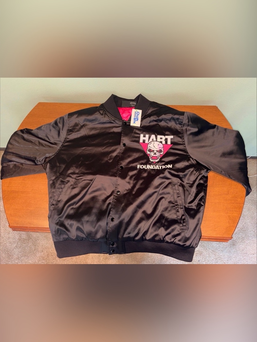 Chalk Line WWE Bret Hitman Hart The Hart Foundation Retro Satin Jacket